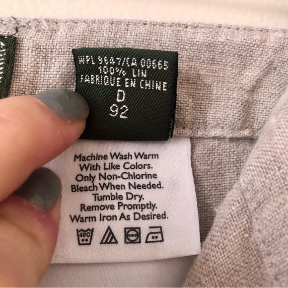 Eddie Bauer 100% Linen Khaki Cargo Pants Size 16 Tall - Picture 7 of 9